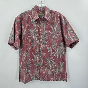 Cooke Street Honolulu Mens Small Red Bamboo Tropical Cotton Aloha Shirt Hawaii